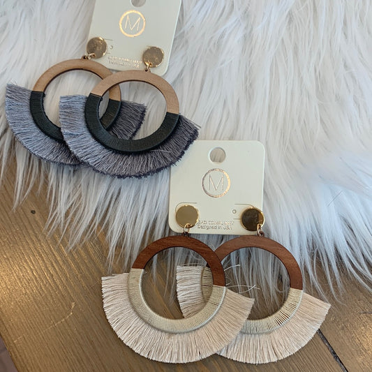 Wooden Fan Earrings