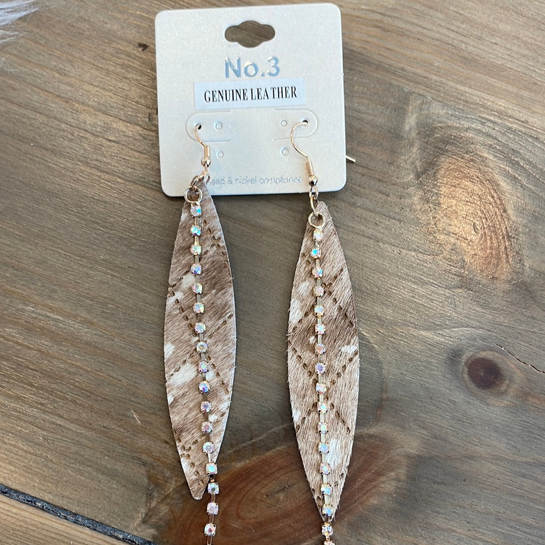 Long Crystal and Hide earrings